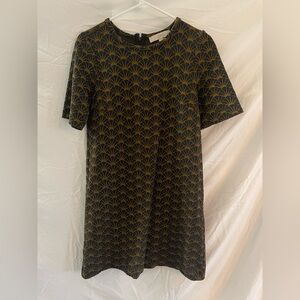 LOFT Black and Gold Mini Dress